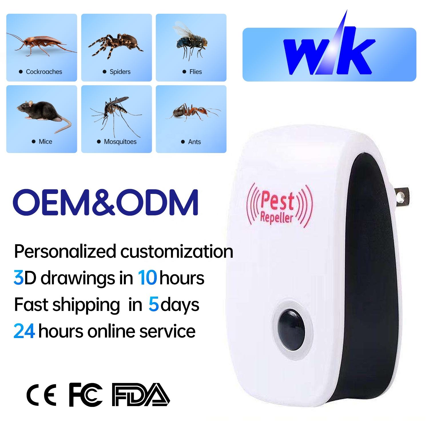 6‑Pack Solid ABS Ultrasonic Pest Repeller