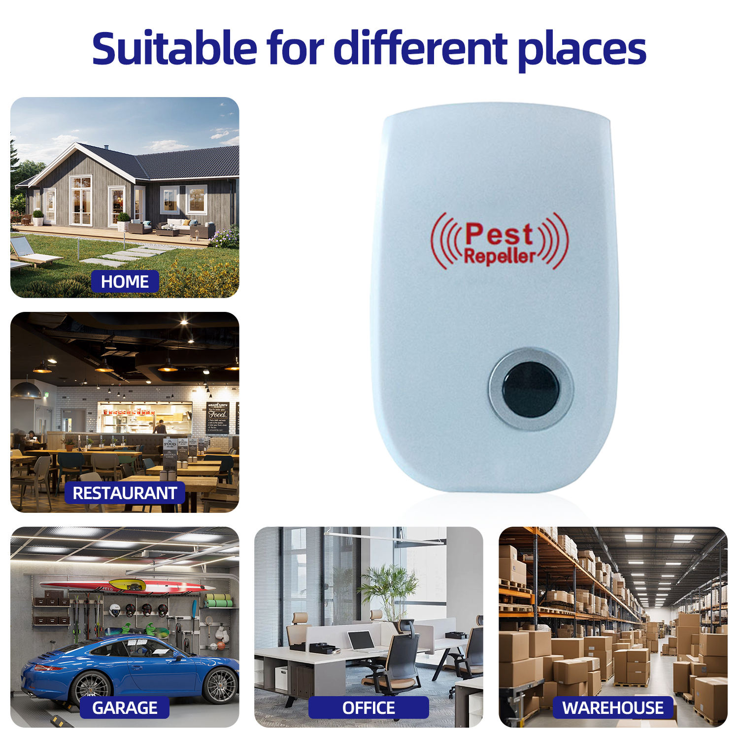 6‑Pack Solid ABS Ultrasonic Pest Repeller